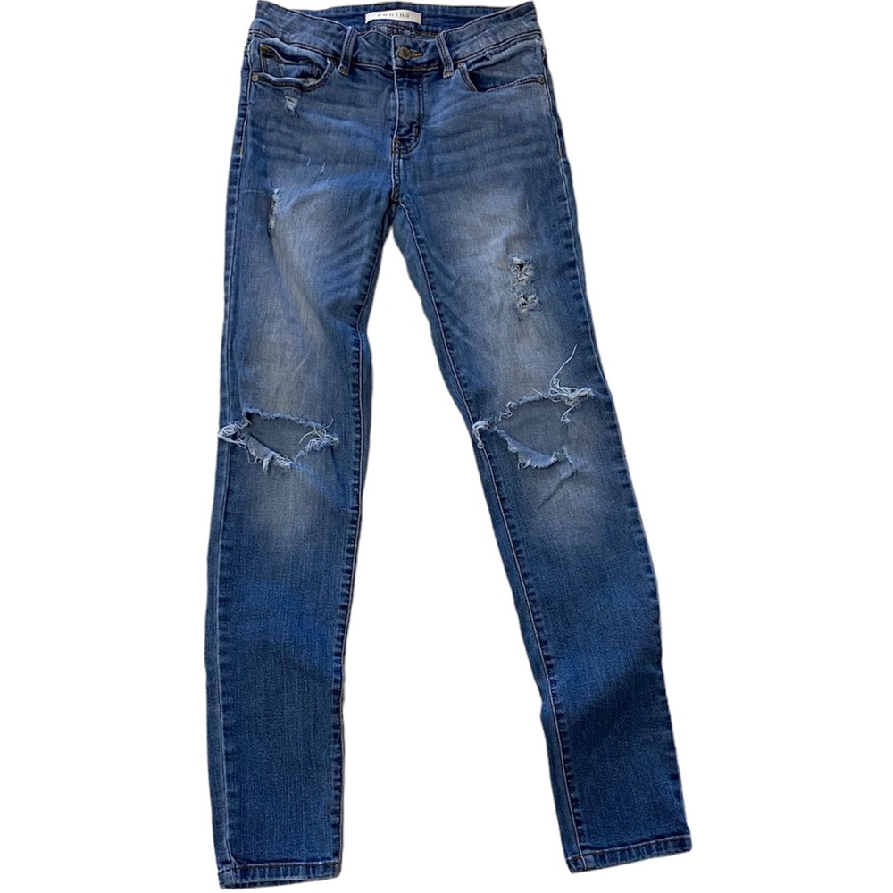 Eunina‎ High Rise Skinny Distressed Ripped Blue Denim Jeans Women Size 5